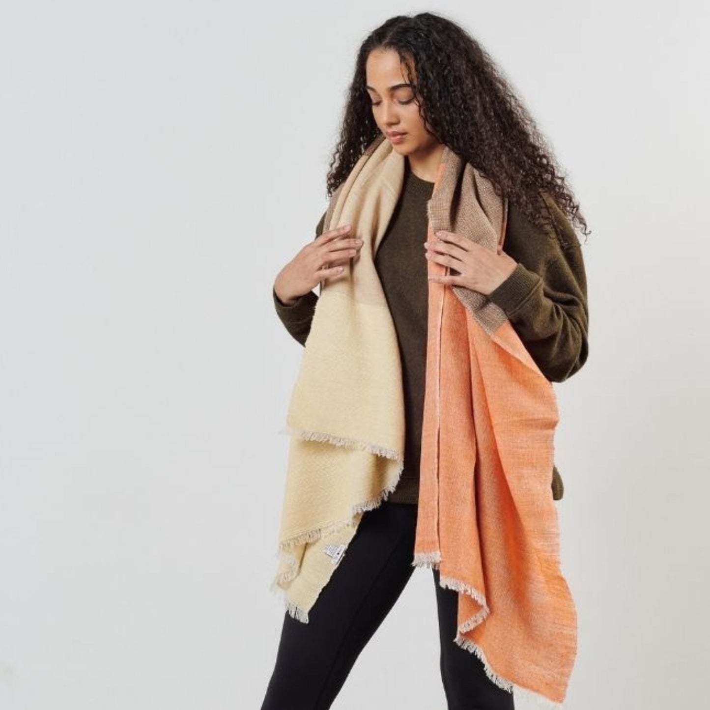Chestnut Color Block Handwoven Soft Merino Throw