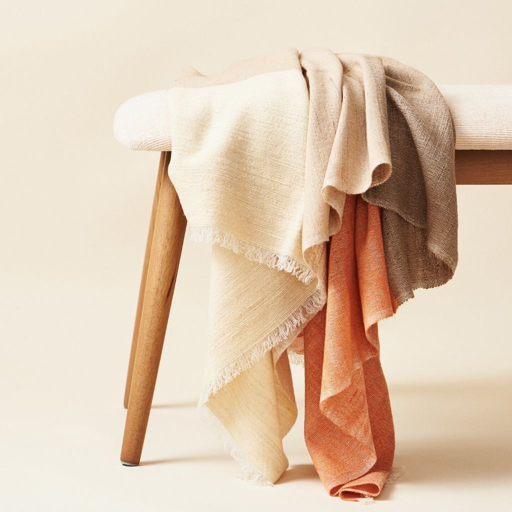 Chestnut Color Block Handwoven Soft Merino Throw