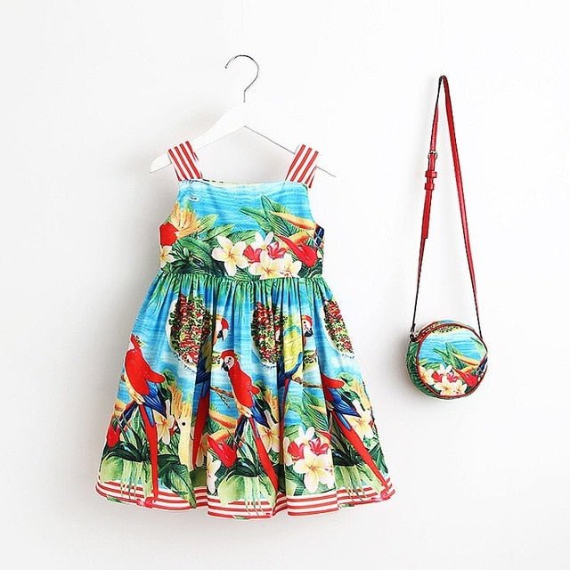 Baby Girls Dress Summer Brand Kids Clothes Toddler Dress with Bag Robe Enfant Christmas Dress-1