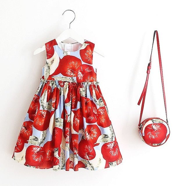 Baby Girls Dress Summer Brand Kids Clothes Toddler Dress with Bag Robe Enfant Christmas Dress-7