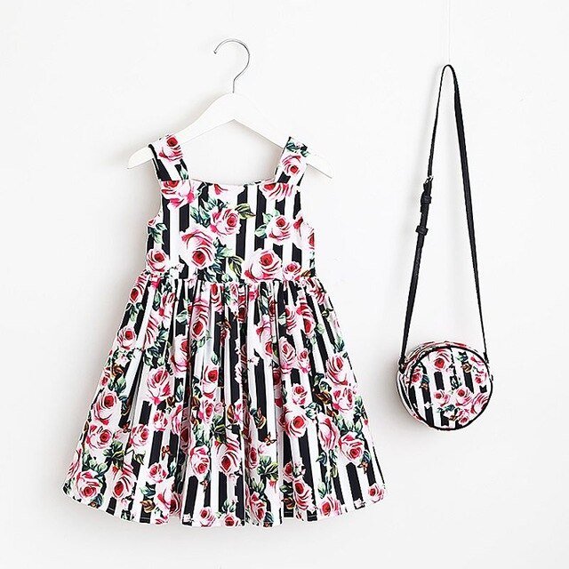 Baby Girls Dress Summer Brand Kids Clothes Toddler Dress with Bag Robe Enfant Christmas Dress-11