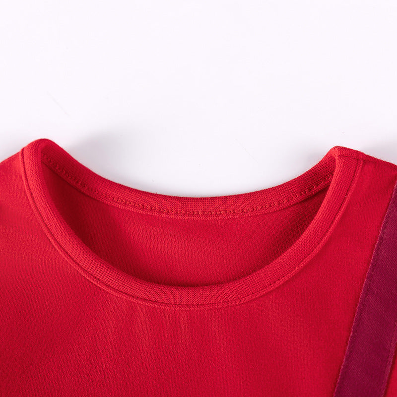 Autumn and Spring Arrival Christmas Cartoon Pattern Striped Long Sleeves Dress for Stylish Girls-1